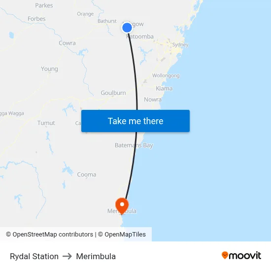 Rydal Station to Merimbula map