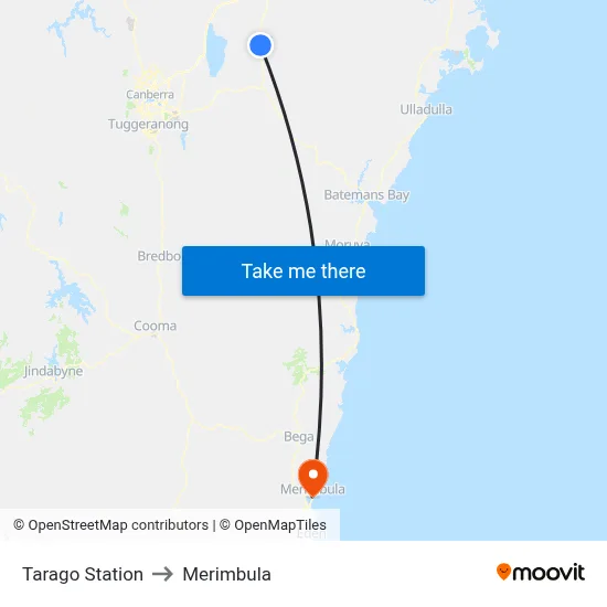 Tarago Station to Merimbula map
