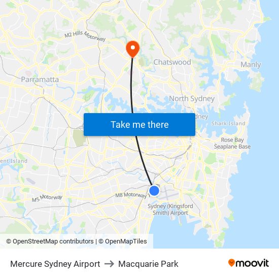 Mercure Sydney Airport to Macquarie Park map
