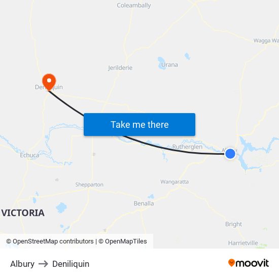 Albury to Deniliquin map