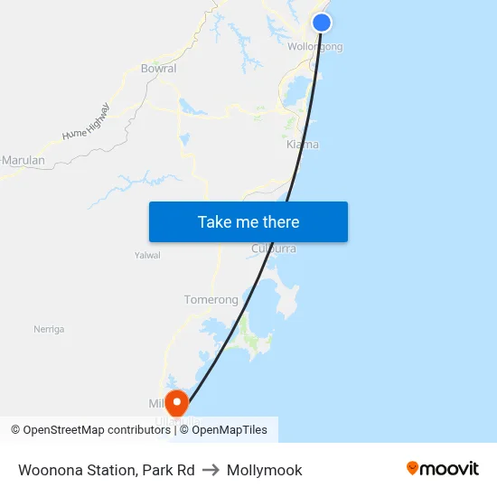 Woonona Station, Park Rd to Mollymook map