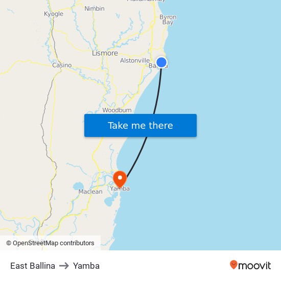 East Ballina to Yamba map