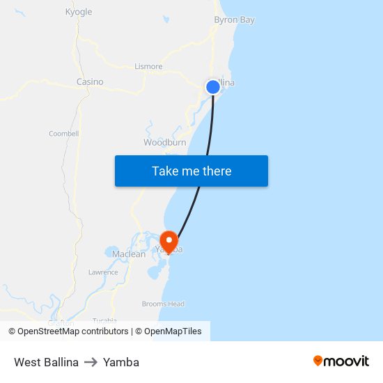 West Ballina to Yamba map