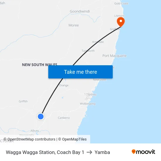 Wagga Wagga Station, Coach Bay 1 to Yamba map