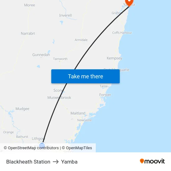 Blackheath Station to Yamba map