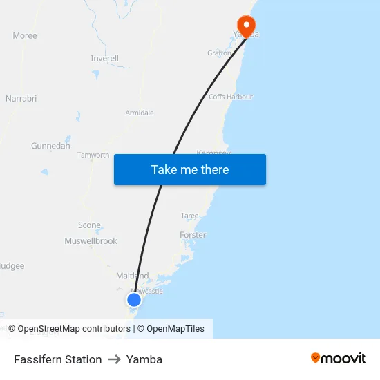 Fassifern Station to Yamba map
