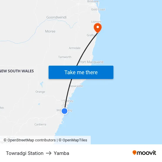 Towradgi Station to Yamba map