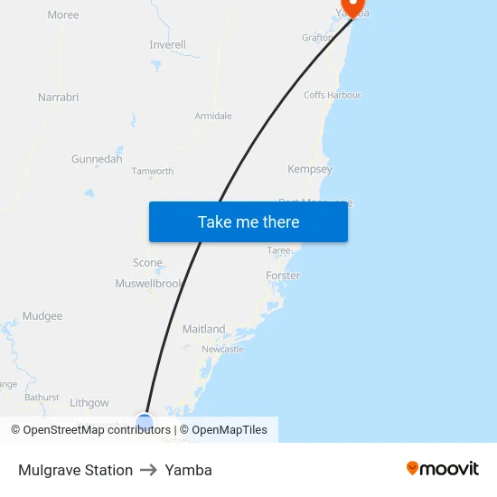Mulgrave Station to Yamba map