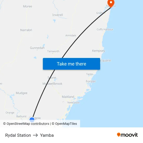 Rydal Station to Yamba map