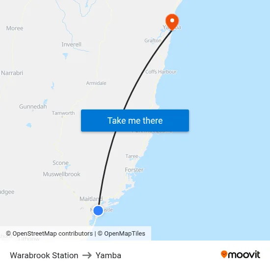 Warabrook Station to Yamba map