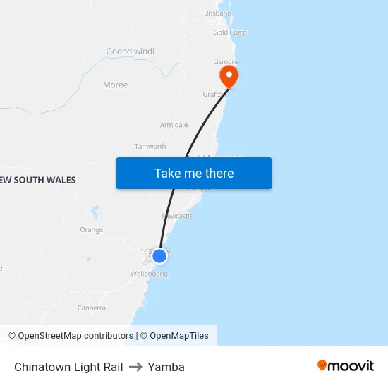 Chinatown Light Rail to Yamba map