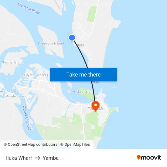 Iluka Wharf to Yamba map