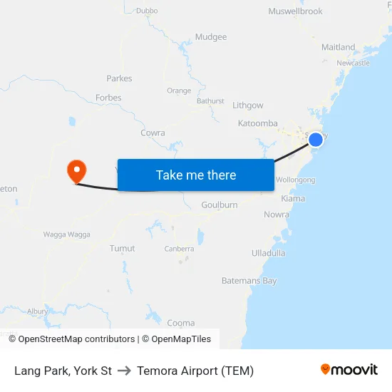 Lang Park, York St to Temora Airport (TEM) map