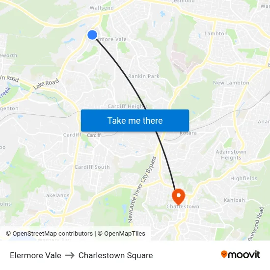 Elermore Vale to Charlestown Square map