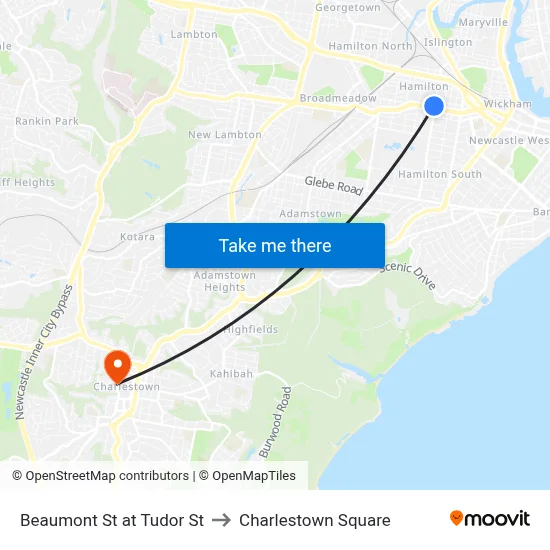 Beaumont St at Tudor St to Charlestown Square map