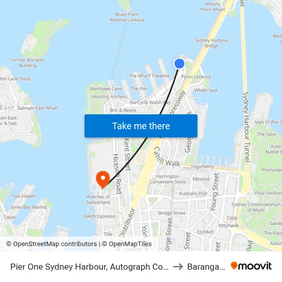 Pier One Sydney Harbour, Autograph Collection to Barangaroo map