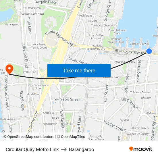 Circular Quay Metro Link to Barangaroo map