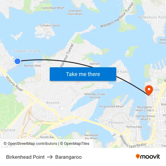 Birkenhead Point to Barangaroo map
