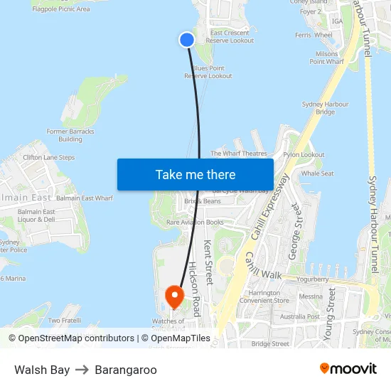 Walsh Bay to Barangaroo map
