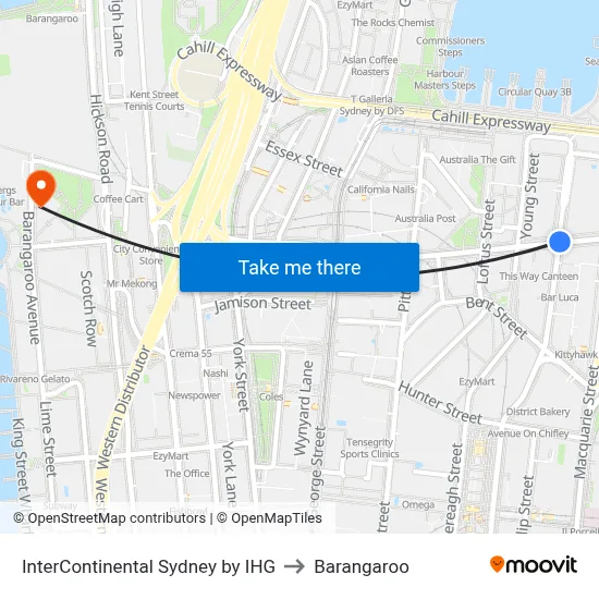 InterContinental Sydney by IHG to Barangaroo map