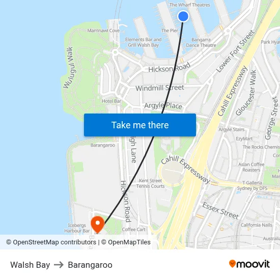 Walsh Bay to Barangaroo map