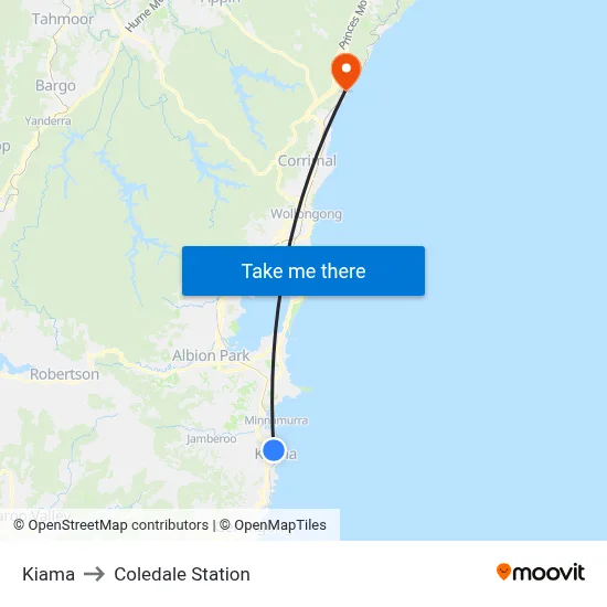 Kiama to Coledale Station map