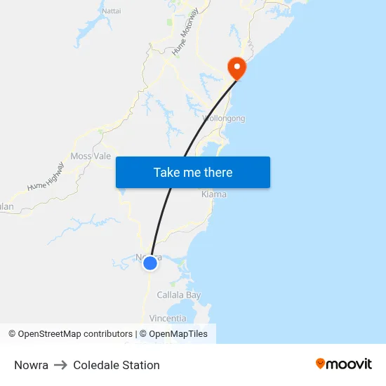 Nowra to Coledale Station map
