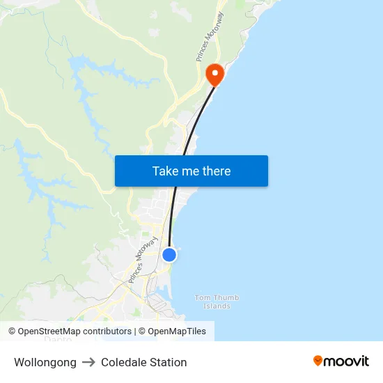 Wollongong to Coledale Station map