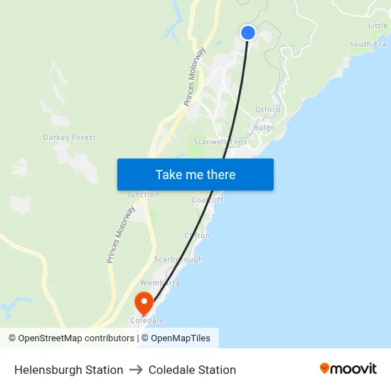 Helensburgh Station to Coledale Station map