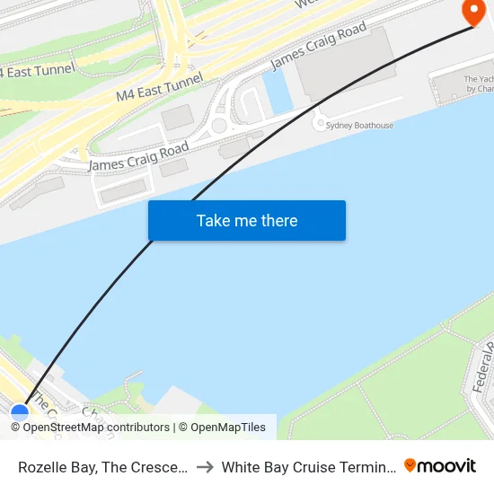 Rozelle Bay, The Crescent to White Bay Cruise Terminal map