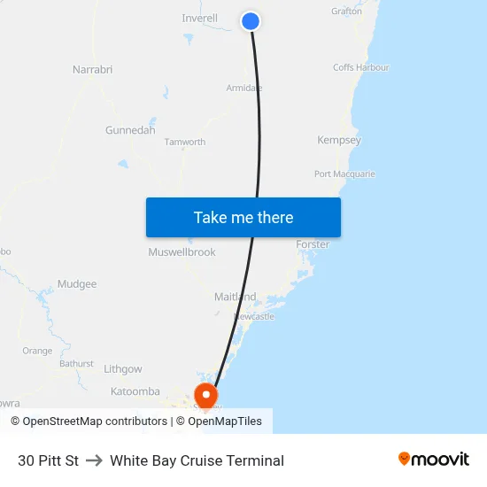 30 Pitt St to White Bay Cruise Terminal map
