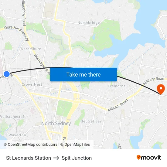 St Leonards Station to Spit Junction map