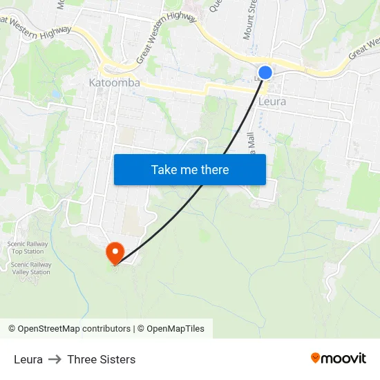 Leura to Three Sisters map