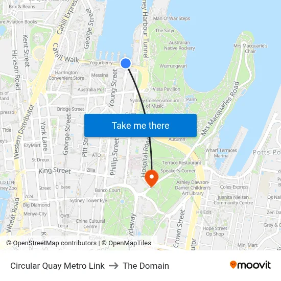 Circular Quay Metro Link to The Domain map