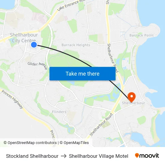 Stockland Shellharbour to Shellharbour Village Motel map