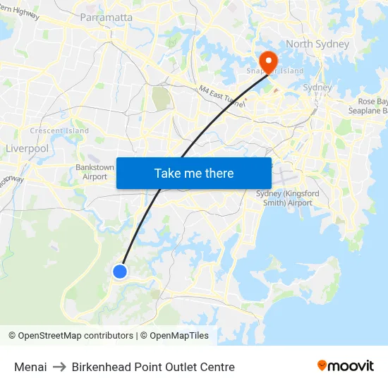 Menai to Birkenhead Point Outlet Centre map