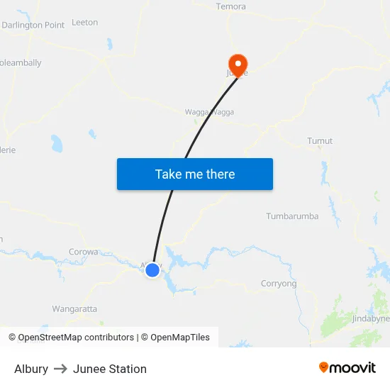 Albury to Junee Station map