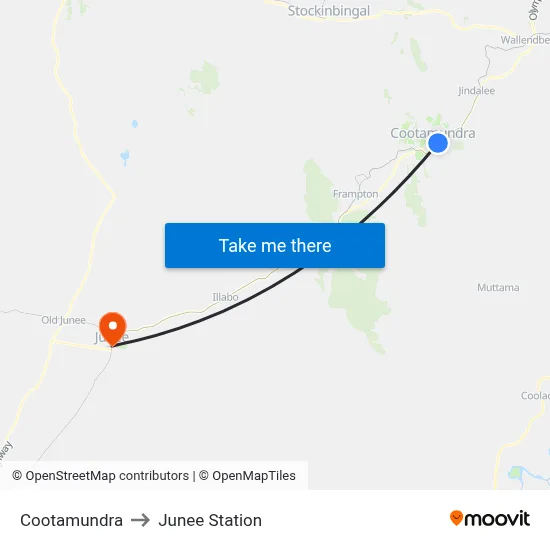 Cootamundra to Junee Station map