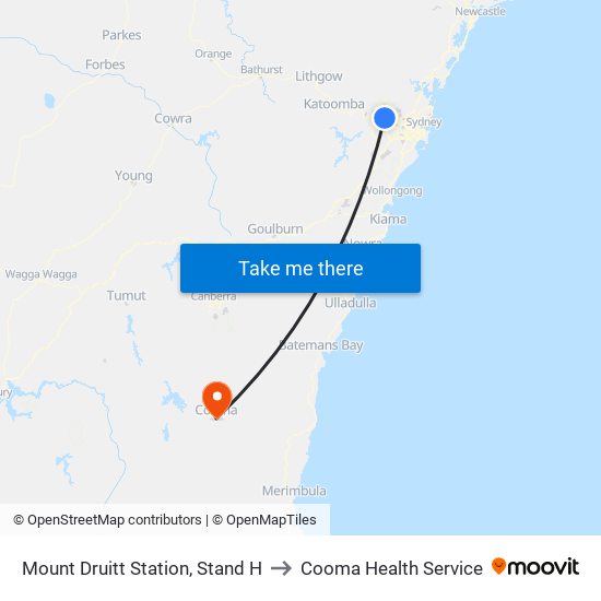 Mount Druitt Station, Stand H to Cooma Health Service map