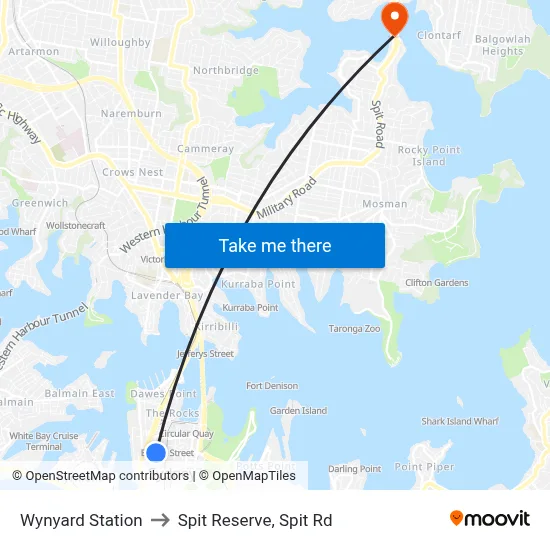 Wynyard Station to Spit Reserve, Spit Rd map