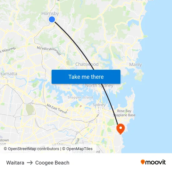 Waitara to Coogee Beach map
