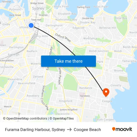 Furama Darling Harbour, Sydney to Coogee Beach map