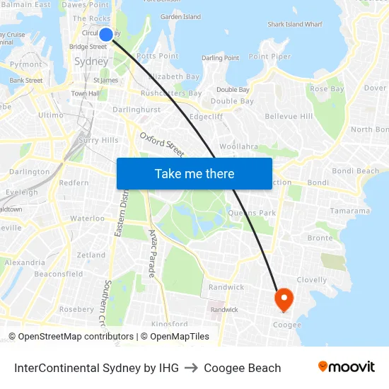 InterContinental Sydney by IHG to Coogee Beach map