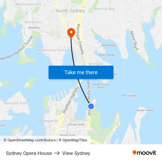 Sydney Opera House to View Sydney map