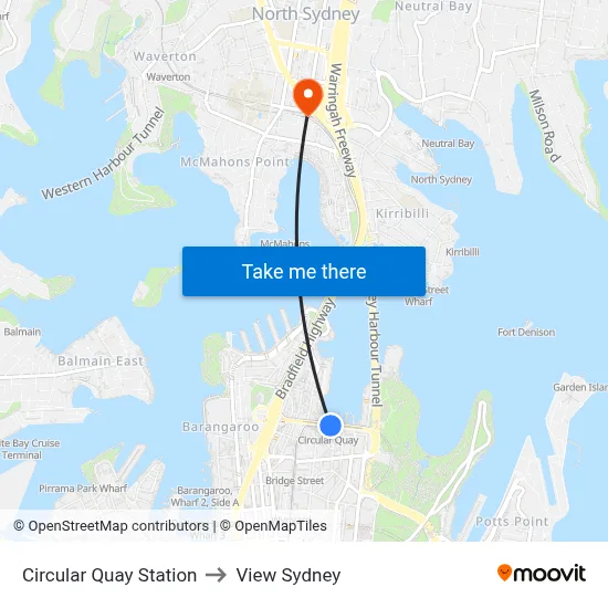 Circular Quay Station to View Sydney map