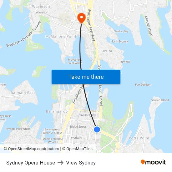 Sydney Opera House to View Sydney map