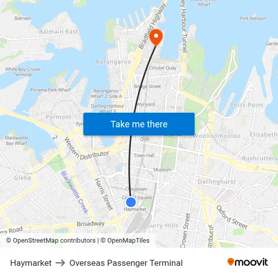Haymarket to Overseas Passenger Terminal map