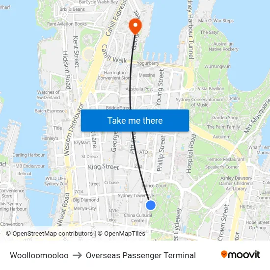 Woolloomooloo to Overseas Passenger Terminal map