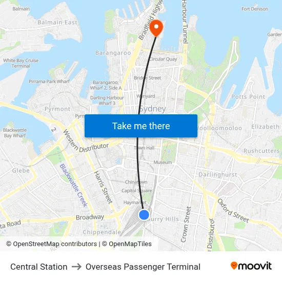 Central Station to Overseas Passenger Terminal map