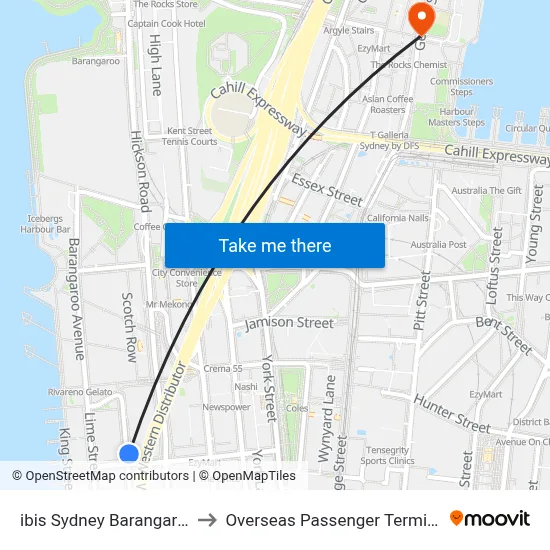 ibis Sydney Barangaroo to Overseas Passenger Terminal map